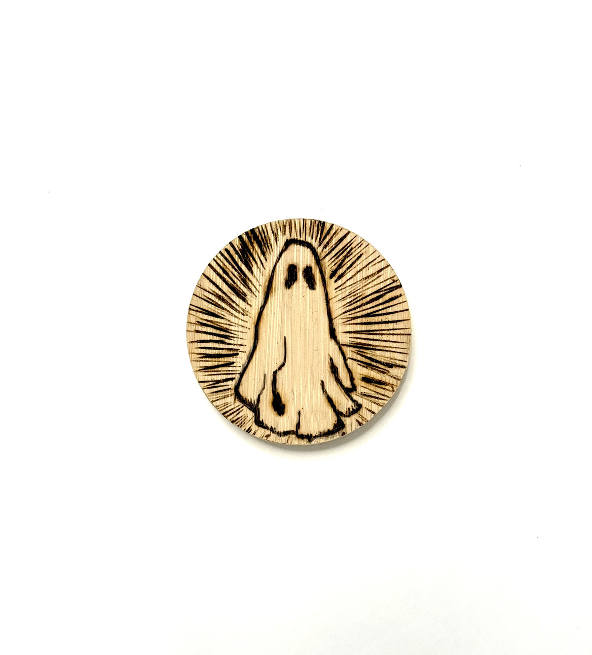 Wood Burned Ghost Magnetic Bottle Opener - Wood