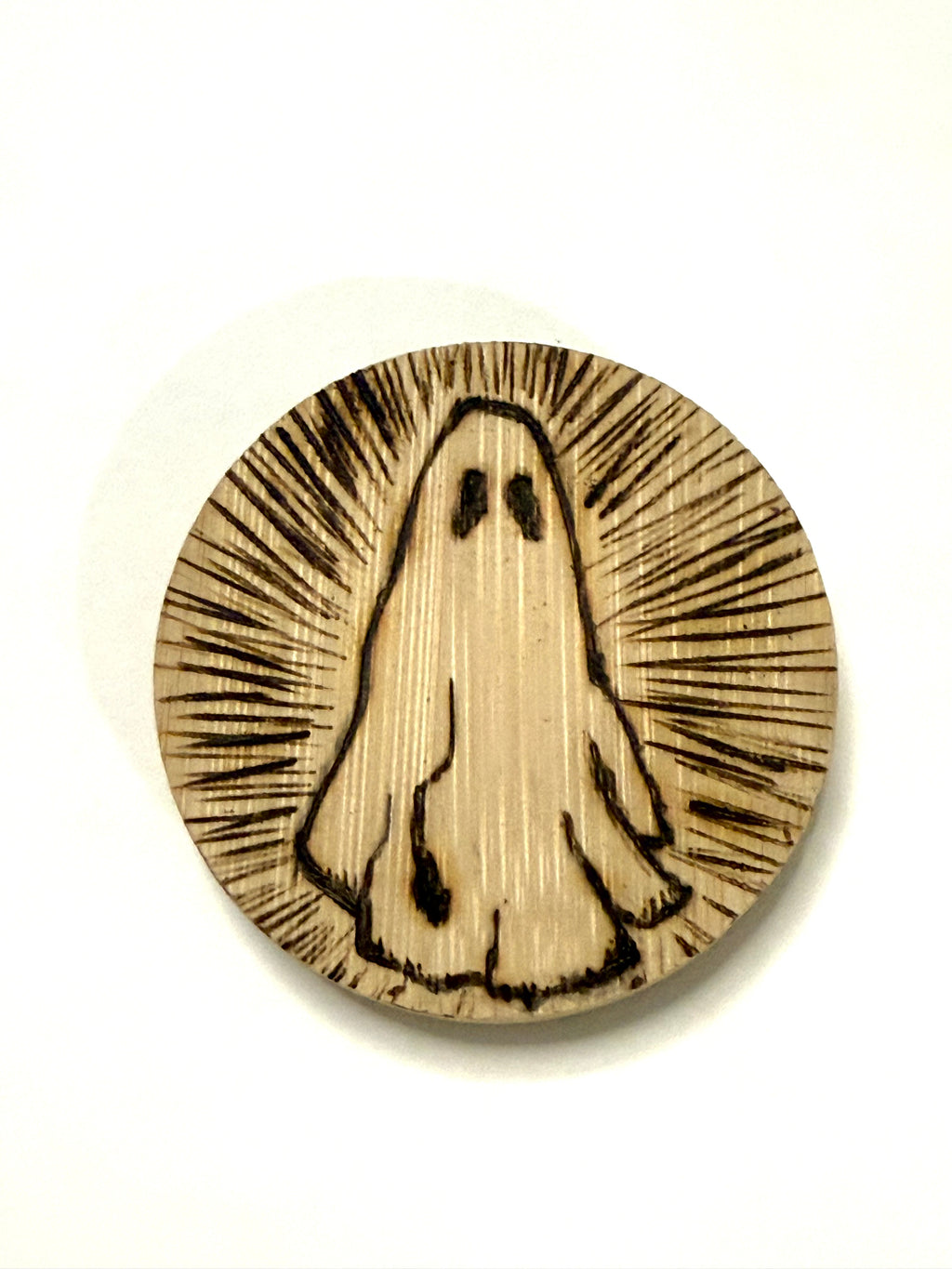 Wood Burned Ghost Magnetic Bottle Opener - Wood