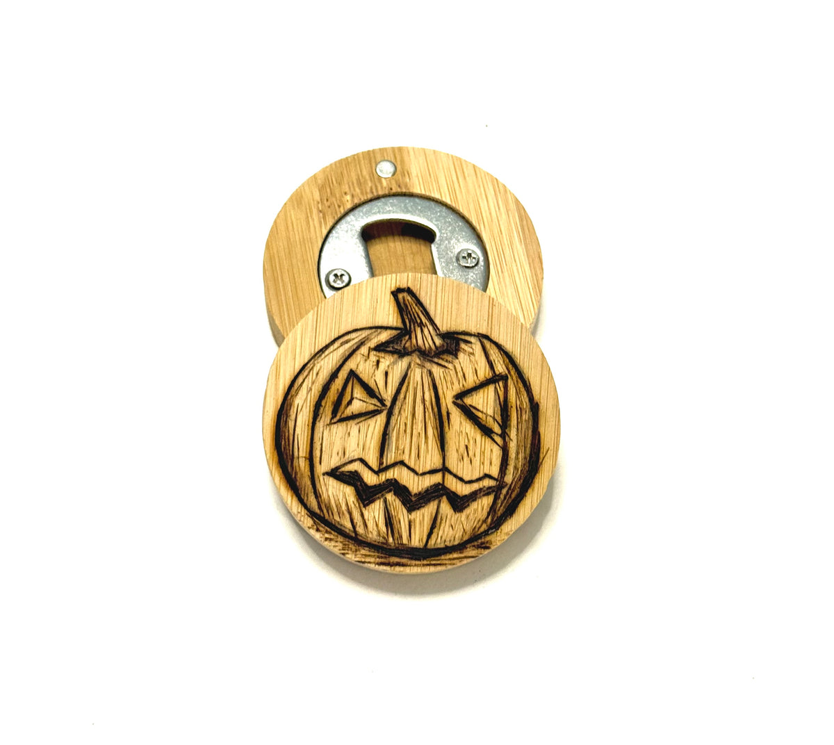 Hand Drawn Jack- O'- Lantern - Wooden Bottle Opener
